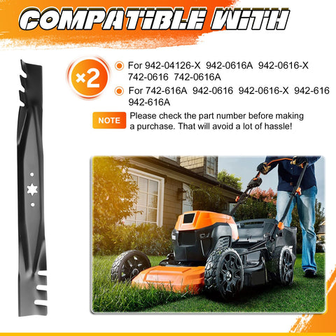 ILONPA 742-0616A blades mulching action for Craftsman 42-inch mowers.