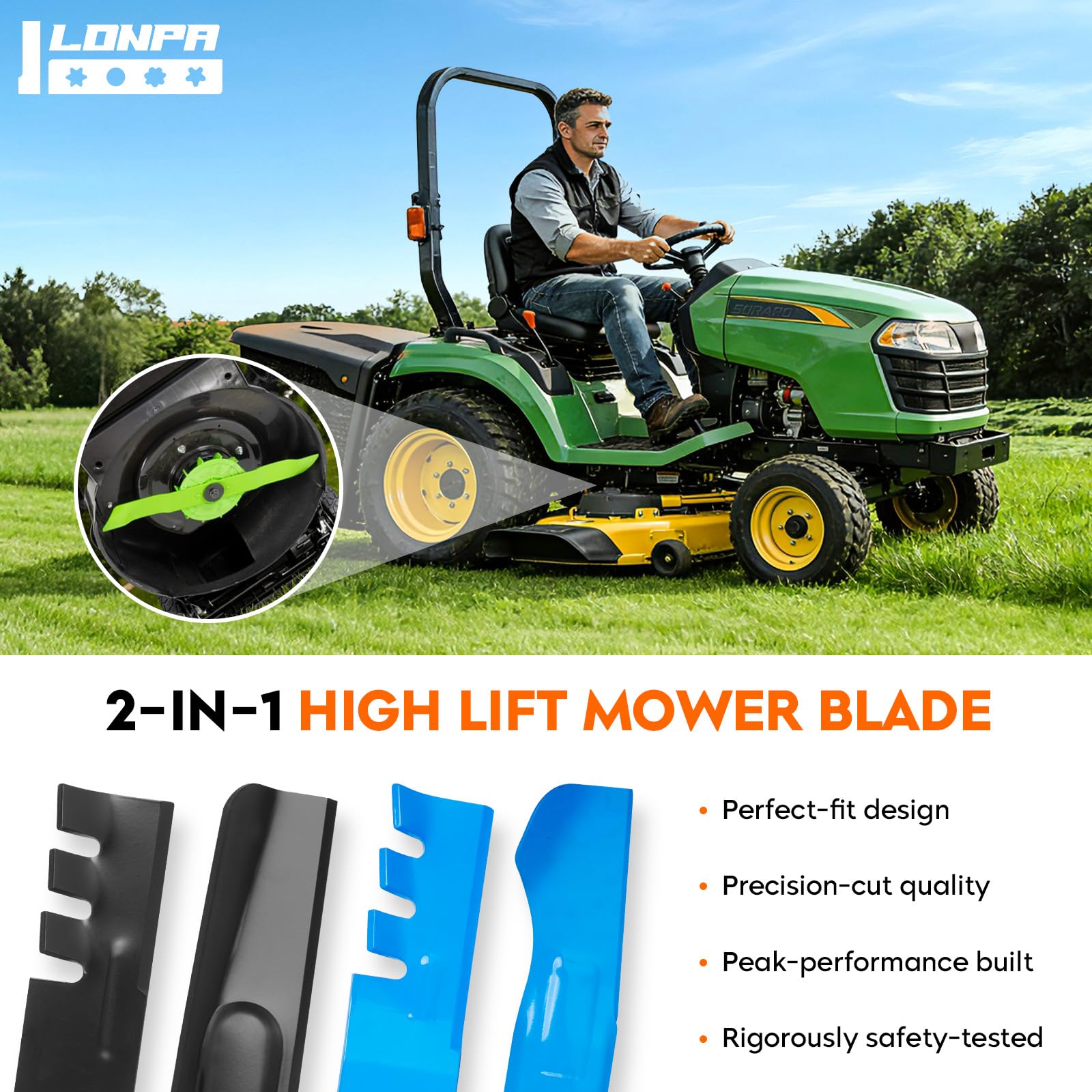 ILONPA AM141034 42-inch universal-fit blades for many John Deere models