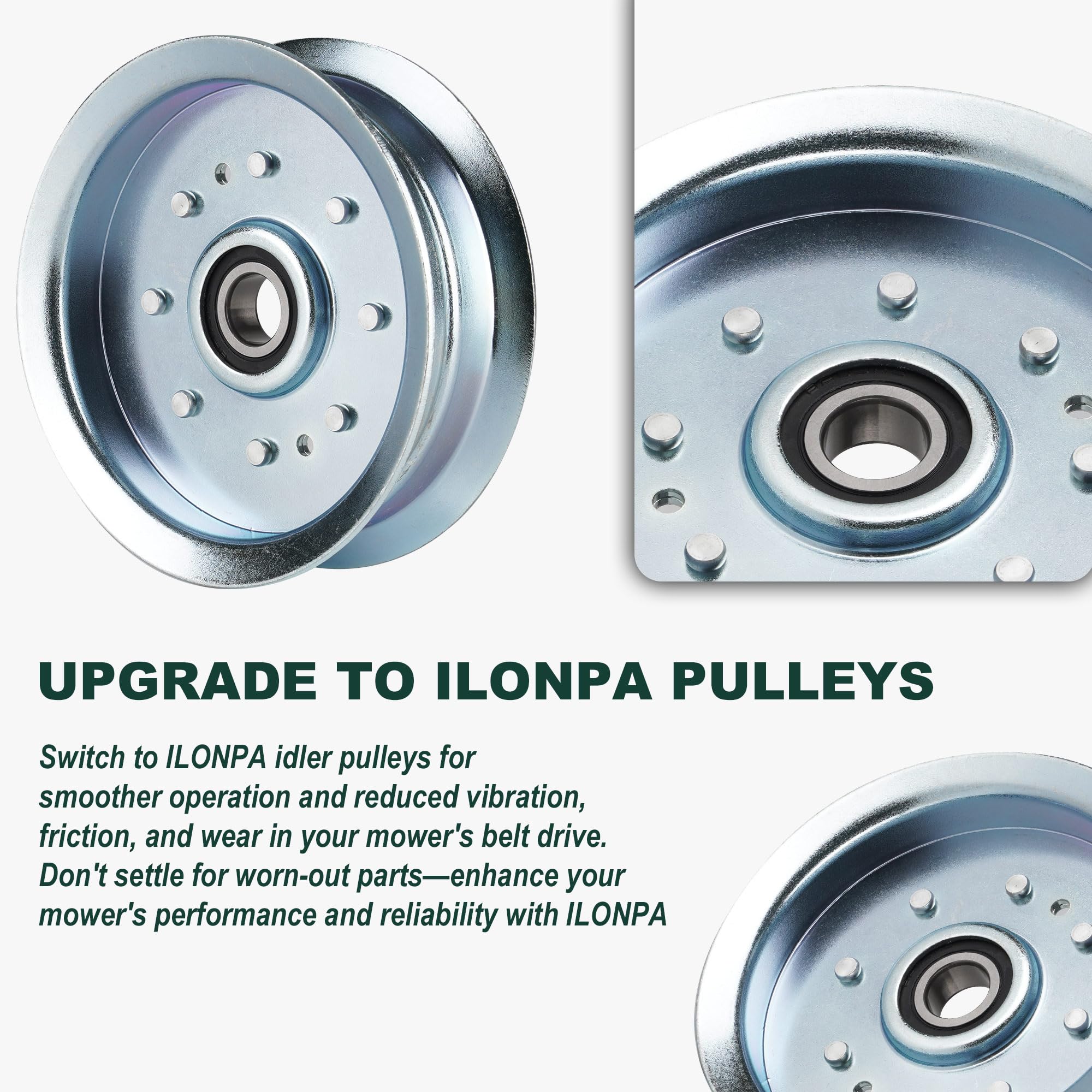 Ilonpa flat idler pulley for Cub Cadet XT1 LT42 LT54 enables smooth belt tracking