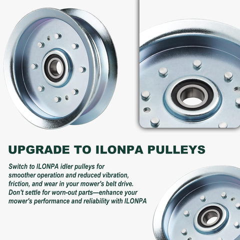 Ilonpa flat idler pulley for Cub Cadet XT1 LT42 LT54 enables smooth belt tracking