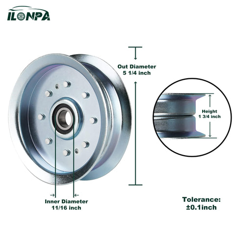 Ilonpa flat idler pulley for John Deere reduces belt wear and slippage