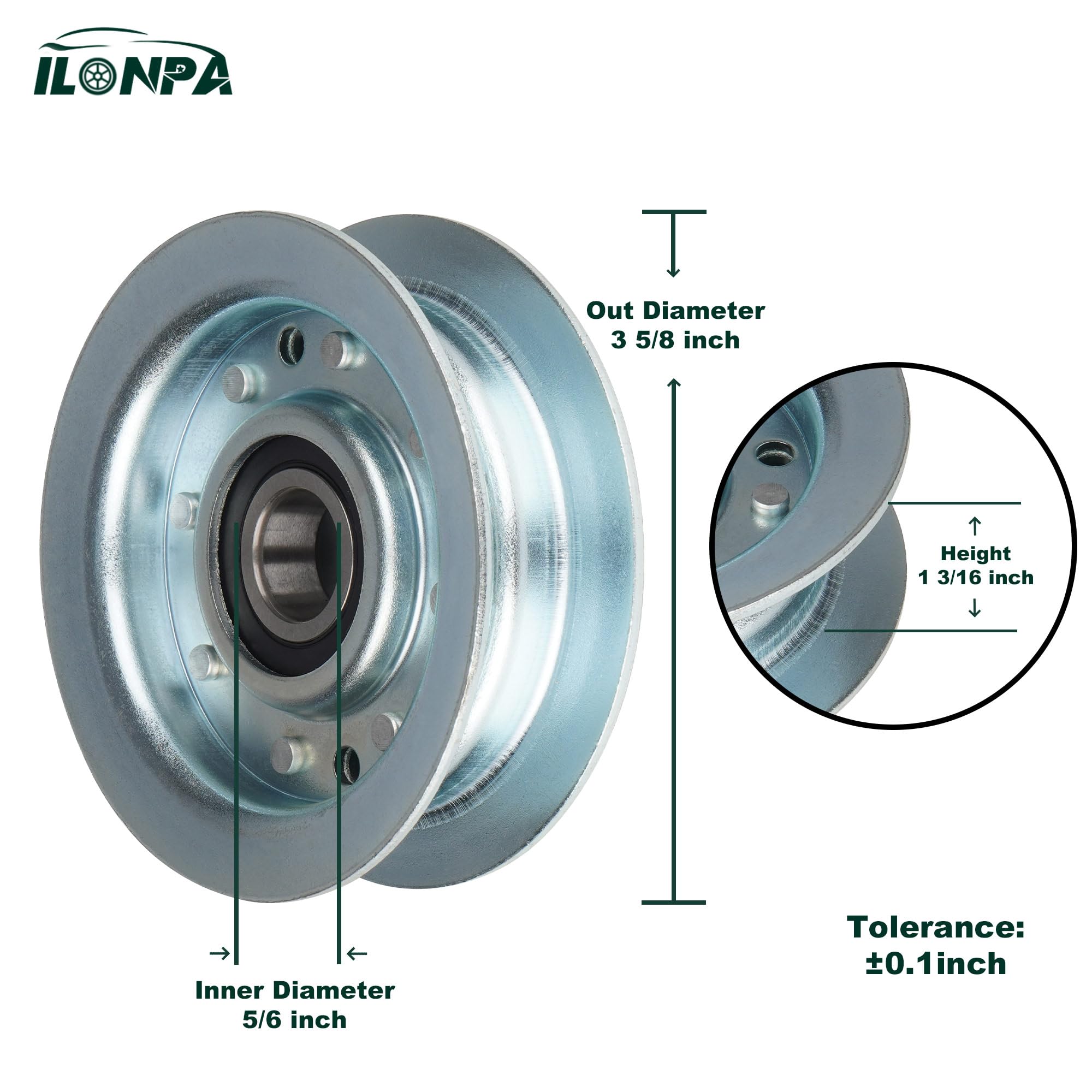 ILONPA idler pulley gy20067 side view highlighting compact design for easy installation