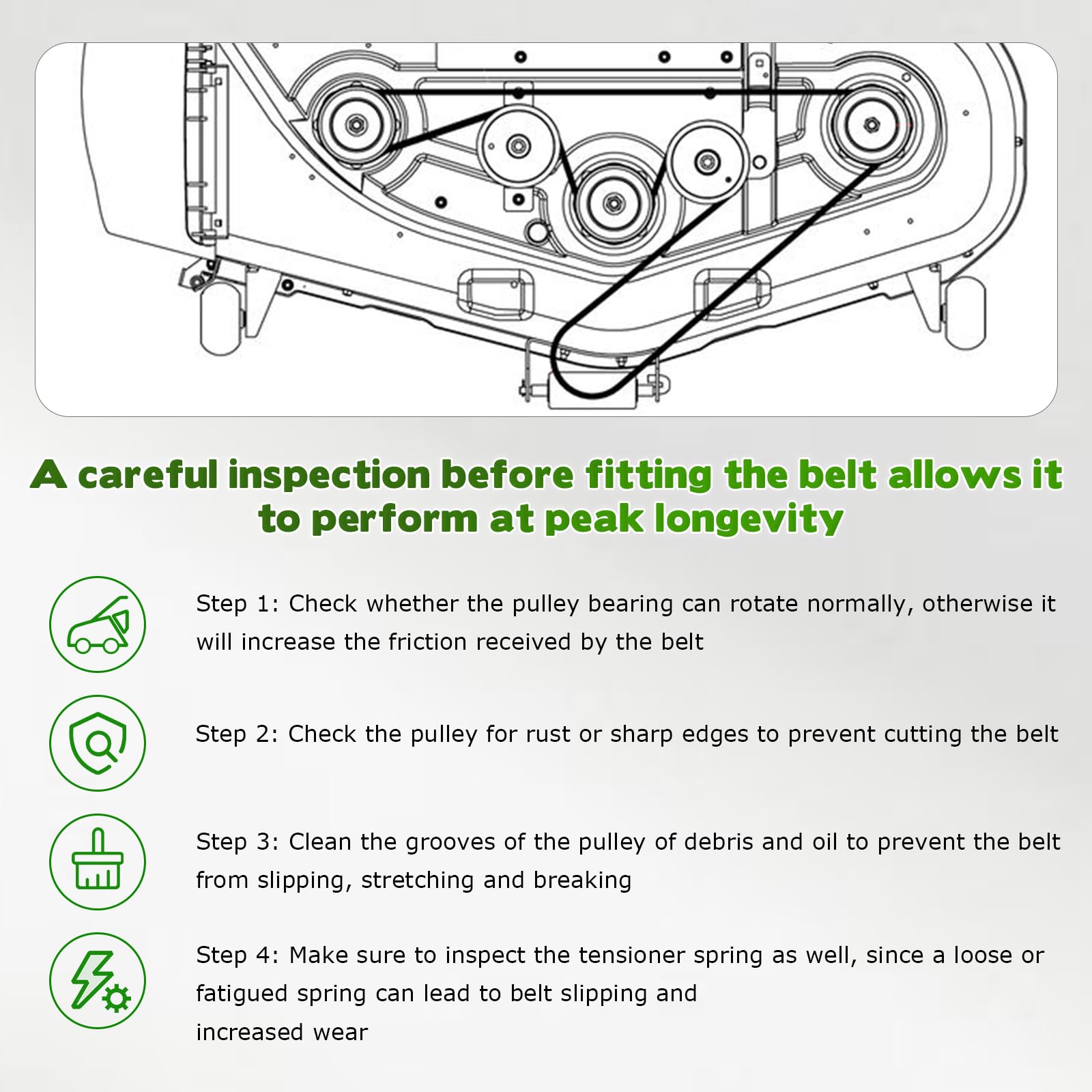 ILONPA lower-drive-belt-aramid-application ensures steady power transfer for 42 and 46 inch decks.