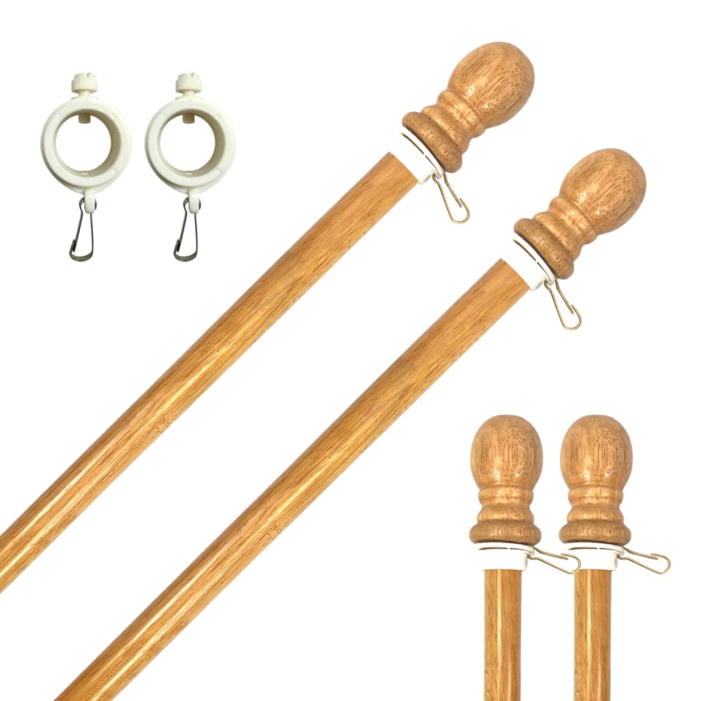 ILOT 56-inch wooden flag pole pack 2 ready for durable outdoor display.