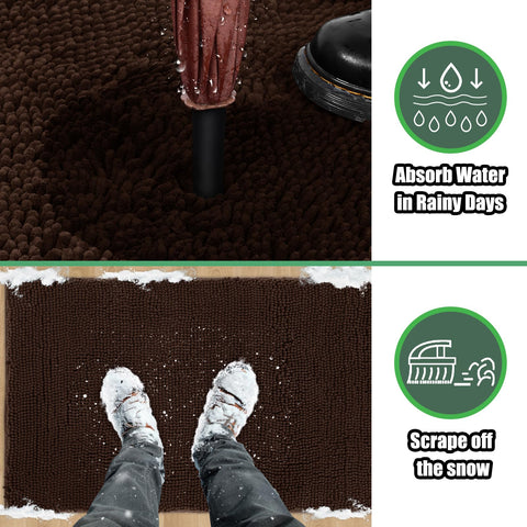 IM HOME Doormat demonstrates moisture locking after rain for cleaner floors.