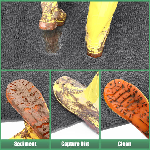 IM HOME moisture-absorption detail showing fibers locking in dampness to keep floors dry.