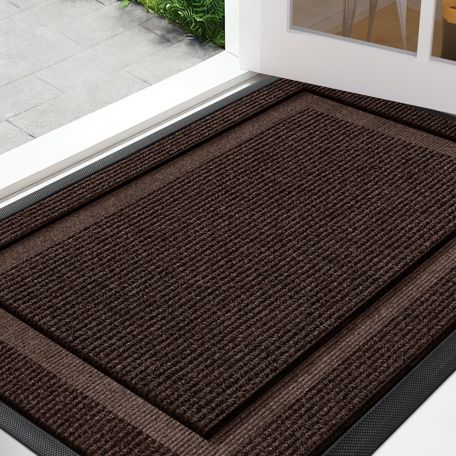 IM HOME brown front door mat with waterproof performance for outdoor entry