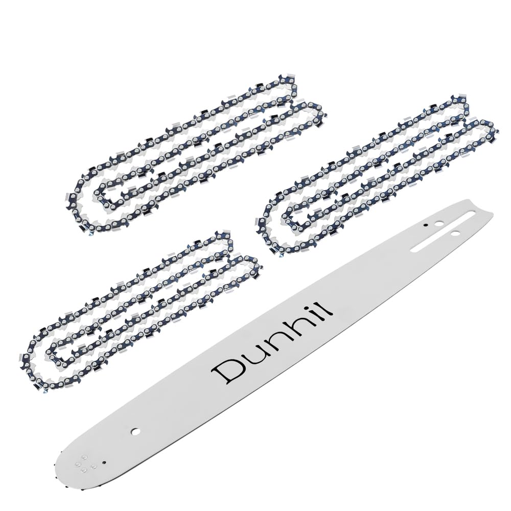 Dunhil 3-Pack 20-Inch Chainsaw Chains + 1 Guide Bar | 0.325" Pitch, 0.050" Gauge, 80DL | Husqvarna, Stihl, Craftsman Compatible