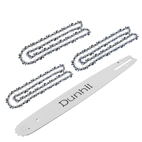Dunhil 3-Pack 20-Inch Chainsaw Chains + 1 Guide Bar | 0.325" Pitch, 0.050" Gauge, 80DL | Husqvarna, Stihl, Craftsman Compatible