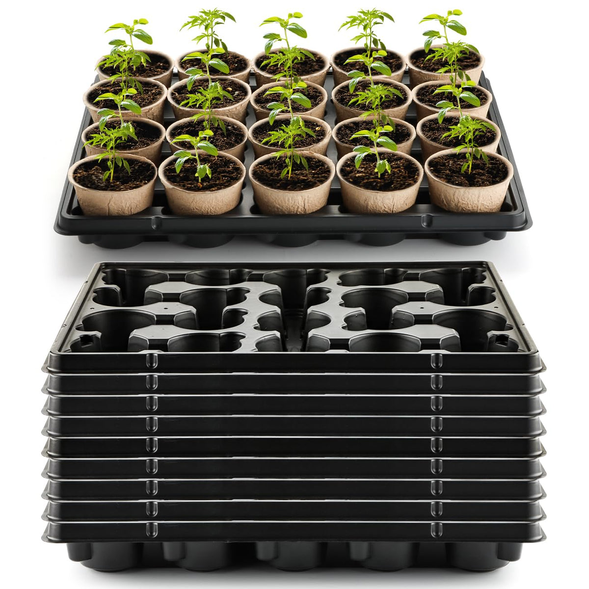 RooTrimmer 20-Cell Plant Trays for 3.15-Inch Pots – Holds 200 Peat Pots (10 Packs)