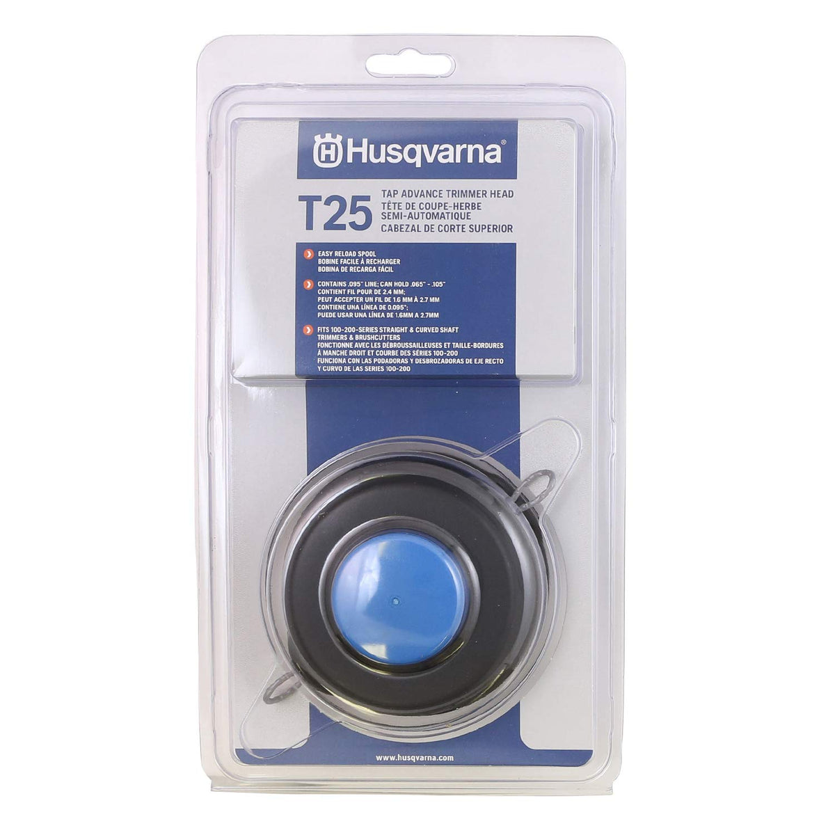 Husqvarna 966674401 T25 Tap Advance String Trimmer Head, Weed Eater Attachments 100-200 Series, Prewound with .095-Inch Trimmer Line, Black