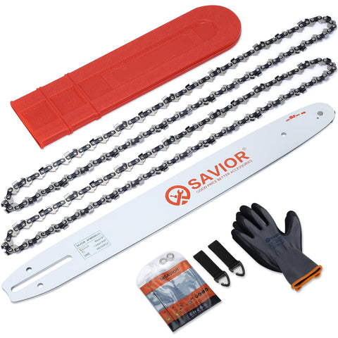 Savior 16 Inch Chainsaw Bar with Chain Combo – 56 Drive Links, 0.050 Inch Gauge, Fits Craftsman, Poulan, Ryobi, Echo