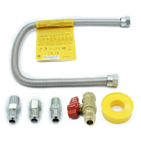 MENSI 22-Inch Stainless Steel Flexible Gas Line with Brass Ball Valve — 1/2