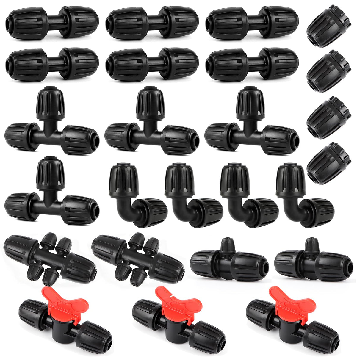 Copadri 25-Piece 1/2-Inch Drip Irrigation Fittings Kit | Anti-Leak Barbed Connectors for Garden