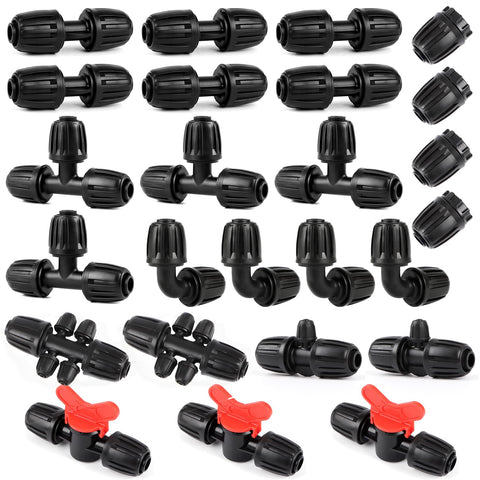 Copadri 25-Piece 1/2-Inch Drip Irrigation Fittings Kit | Anti-Leak Barbed Connectors for Garden