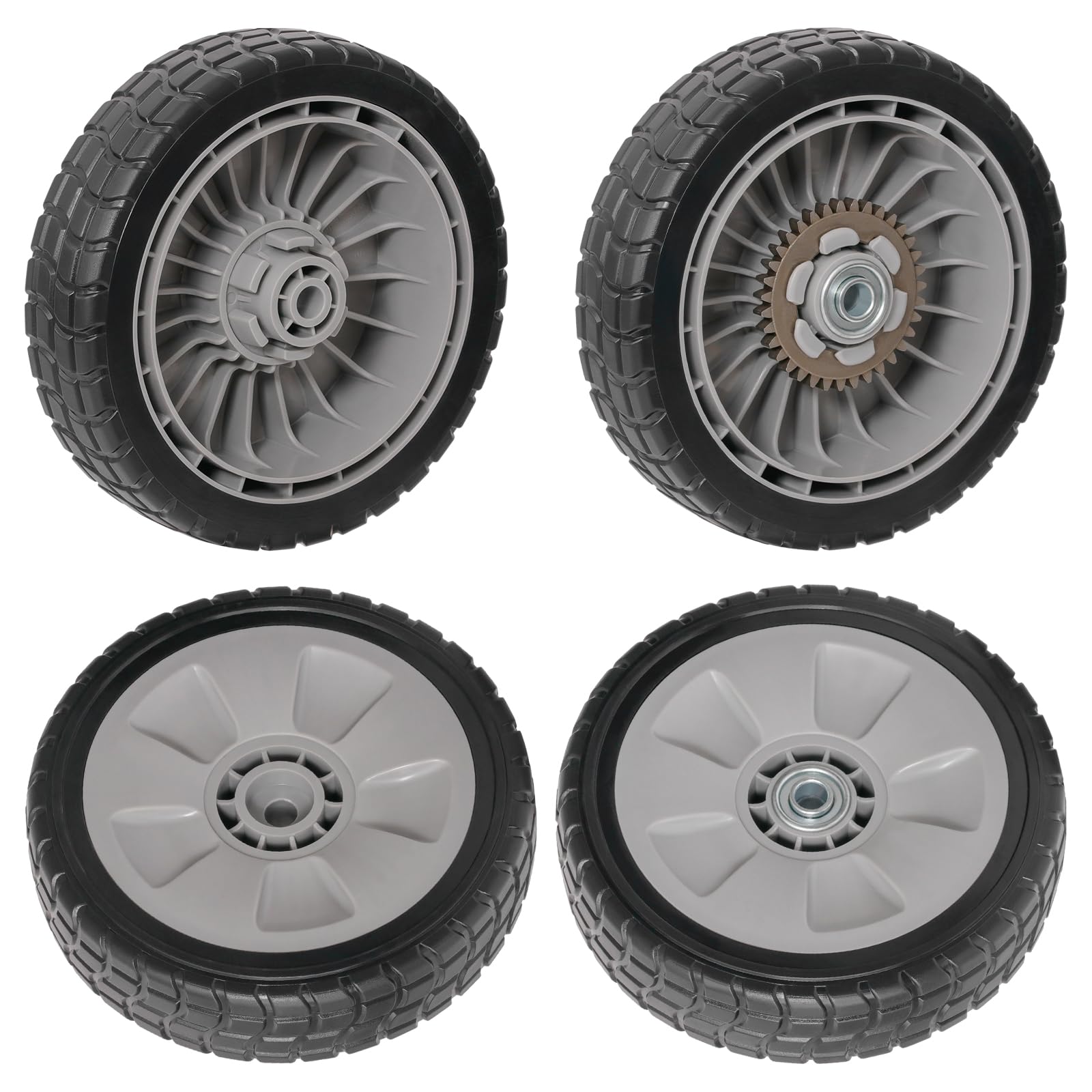 XaXmTee 8-inch rear wheel close-up showing rugged tread for better traction