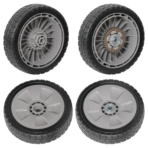 XaXmTee 8-inch rear wheel close-up showing rugged tread for better traction