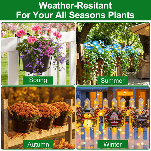 OYMVEKIK Adjustable Hanging Railing Planter (3 Pack) – Weather-Resistant Balcony Metal Planters