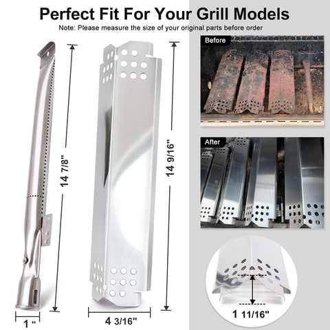Criditpid Grill Replacement Parts Kit for Nexgrill 5-Burner & 4-Burner Models | 5-Pack Burners, Heat Shields & Igniters