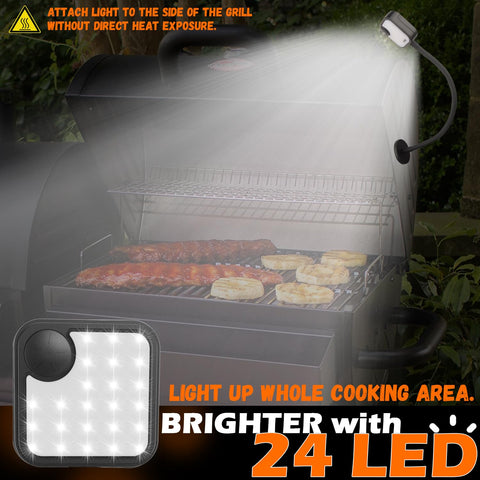SKNOOY Rechargeable Grill Light — 24 LED Magnetic Gooseneck, USB-C, Multi-Mode BBQ Lighting