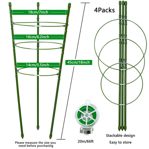 SUNPRO adjustable 3-ring trellis adapts to plant height for secure support.