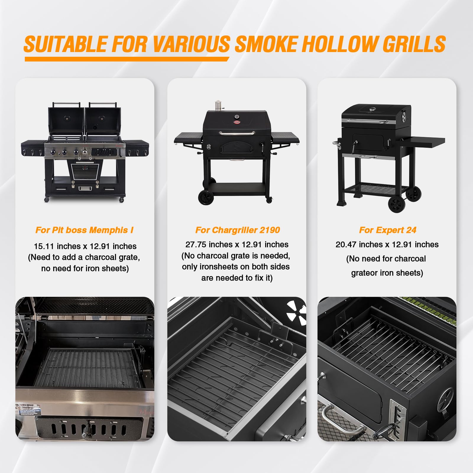 AOREWTGGH PS9900 15-28 inch tray accommodates a wide range of grills.