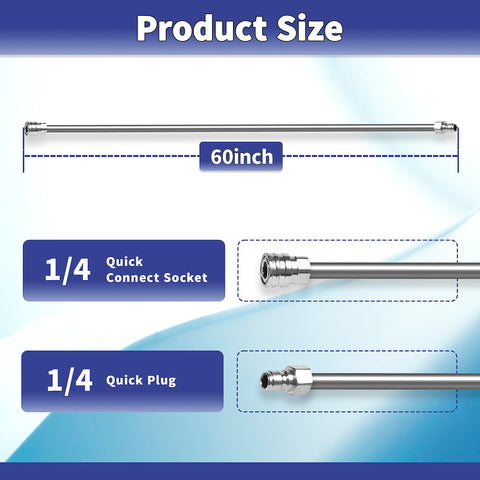 Feirenql 120 Inch Stainless Steel Pressure Washer Extension Wand – 2-Pack, 60