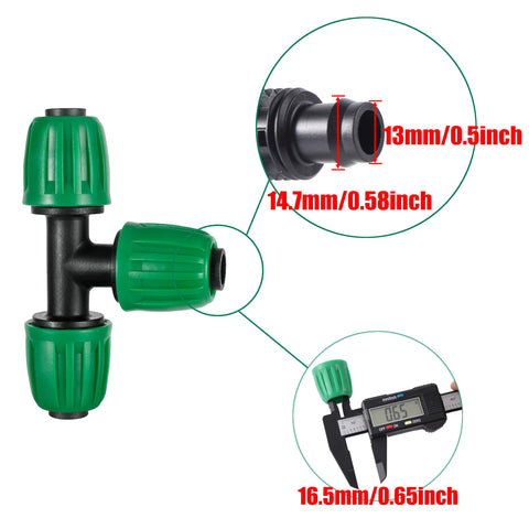 FULAIERGD 15 Pack 1/2-In Drip Tee Fittings Barbed Lock Nut T Connectors for 1/2-In Tubing