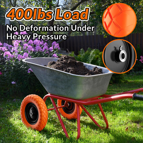 RONPOW 4.80/4.00-8 Flat Free Wheelbarrow Tire & Wheel – Puncture-Proof, Universal Fit, 400 lb (2 Pack)