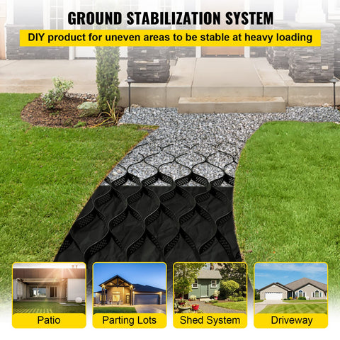 VEVOR Ground Grid 25ft x 9.5ft – 1,885 lbs/ft² Load, 3in Depth HDPE Geo Grid