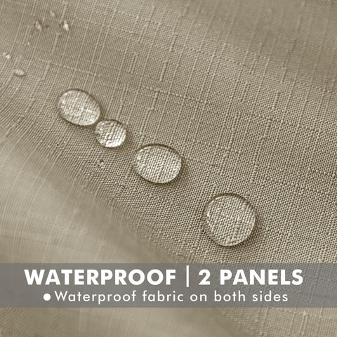 HolidayIdeas Outdoor Curtains - Waterproof 4 Panels 54x84 Taupe Linen for Patio
