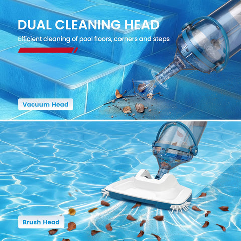 Enhulk Pool Vacuum PC15 – 13.4-Inch Head, 18.5 GPM, 60-Minute Runtime, Telescopic Pole, Cordless Cleaner for Inground & Above Ground Pools