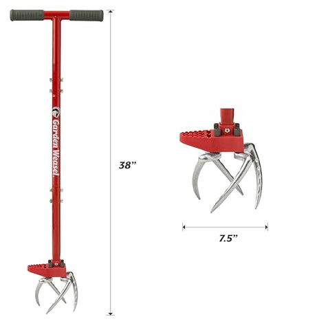 Garden Weasel Claw Pro Garden Tiller and Cultivator – Twist-Action Soil Loosener with Adjustable Tines and Ergonomic Handle