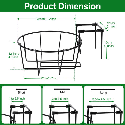 OYMVEKIK Adjustable Hanging Railing Planter (3 Pack) – Weather-Resistant Balcony Metal Planters