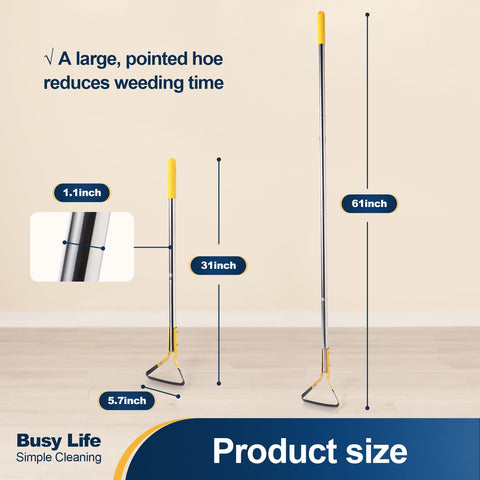 Yocada Hoe Garden Tool — 61-Inch Adjustable Stainless Steel Long-Handle Hoe for Weeding, Ditching, and Soil Loosening