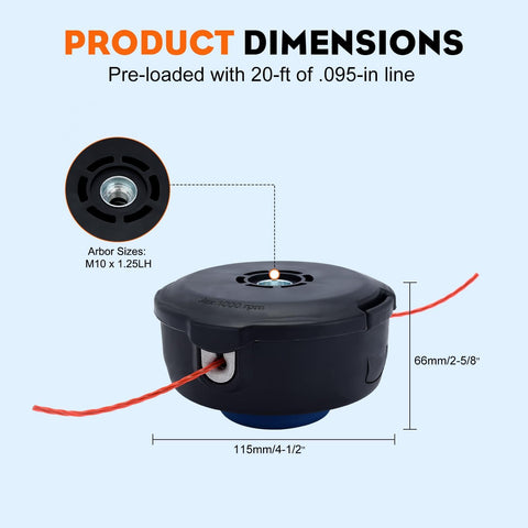 Hipa T35 Trimmer Head for Husqvarna – Prewound .095 Line, M10×1.25LH, 537388101