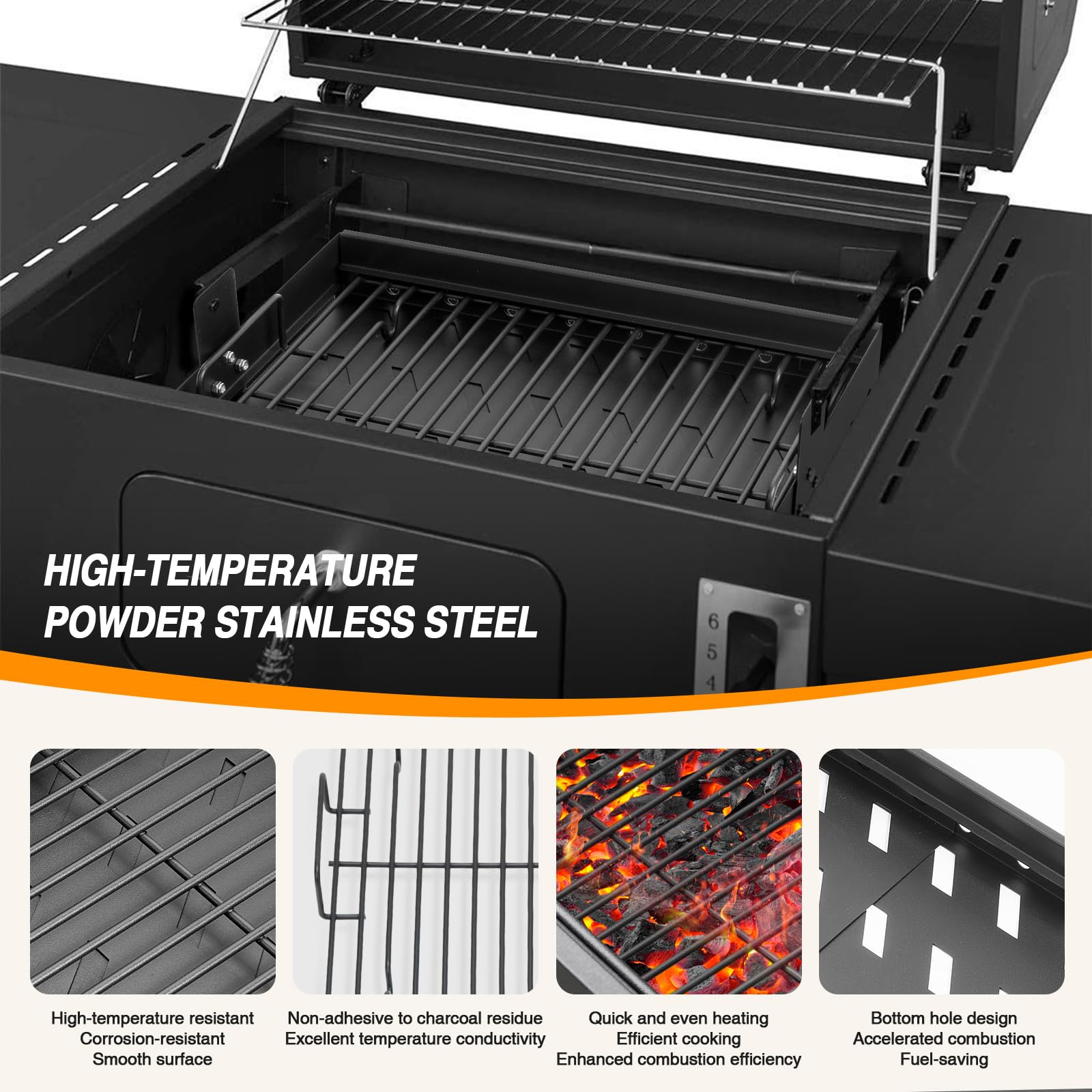 AOREWTGGH expandable tray design provides larger cooking area for family barbecues.