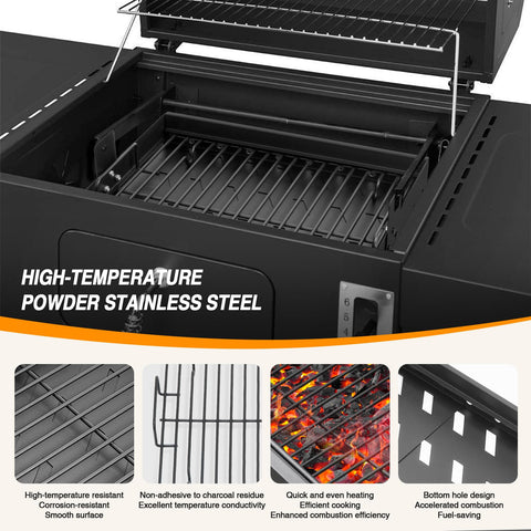 AOREWTGGH expandable tray design provides larger cooking area for family barbecues.