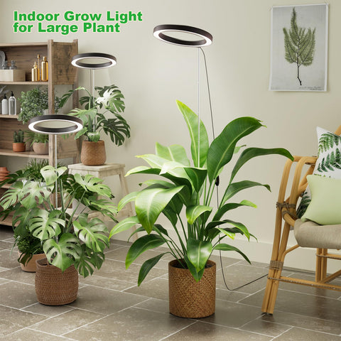 Little Joke 12-Inch Tall Halo Grow Light – Full Spectrum Indoor Plant Light, Height Adjustable 11-65 in, Auto Timer 3/9/12h, 9 Brightness Levels