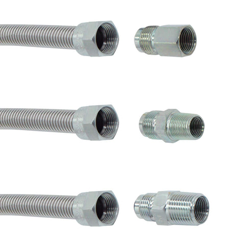 MENSI 22-Inch Stainless Steel Flexible Gas Line with Brass Ball Valve — 1/2