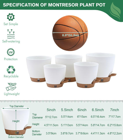 Montresor self-watering planter 7-inch supports larger herbs and flowers.