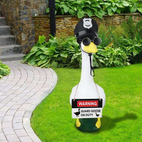 Horolam Porch Goose Outfits – 17/23-Inch Yard Guard Goose Costume with Sign, Hat & Sunglasses