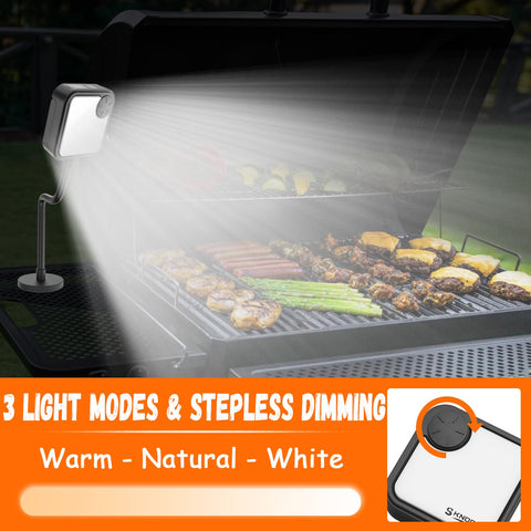 SKNOOY Rechargeable Grill Light — 24 LED Magnetic Gooseneck, USB-C, Multi-Mode BBQ Lighting