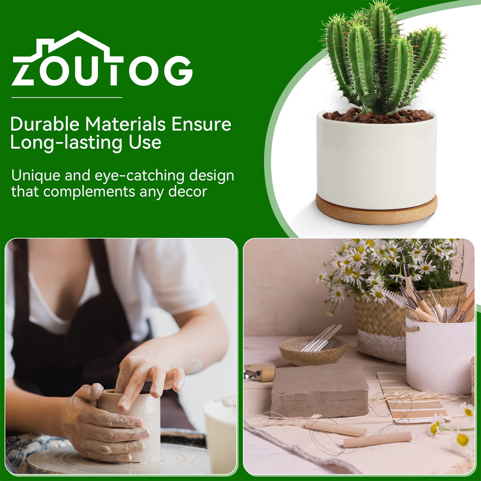 ZOUTOG drainage holes support healthy watering for succulents.