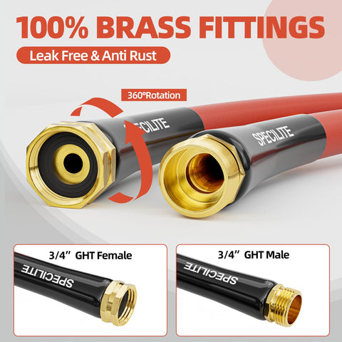 SPECILITE 5/8-in Hot/Cold Short Leader Hose 15 ft –50°F to 190°F – Flexible Rubber with 3/4-in Brass Fittings
