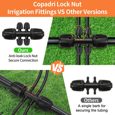 Copadri 25-Piece 1/2-Inch Drip Irrigation Fittings Kit | Anti-Leak Barbed Connectors for Garden