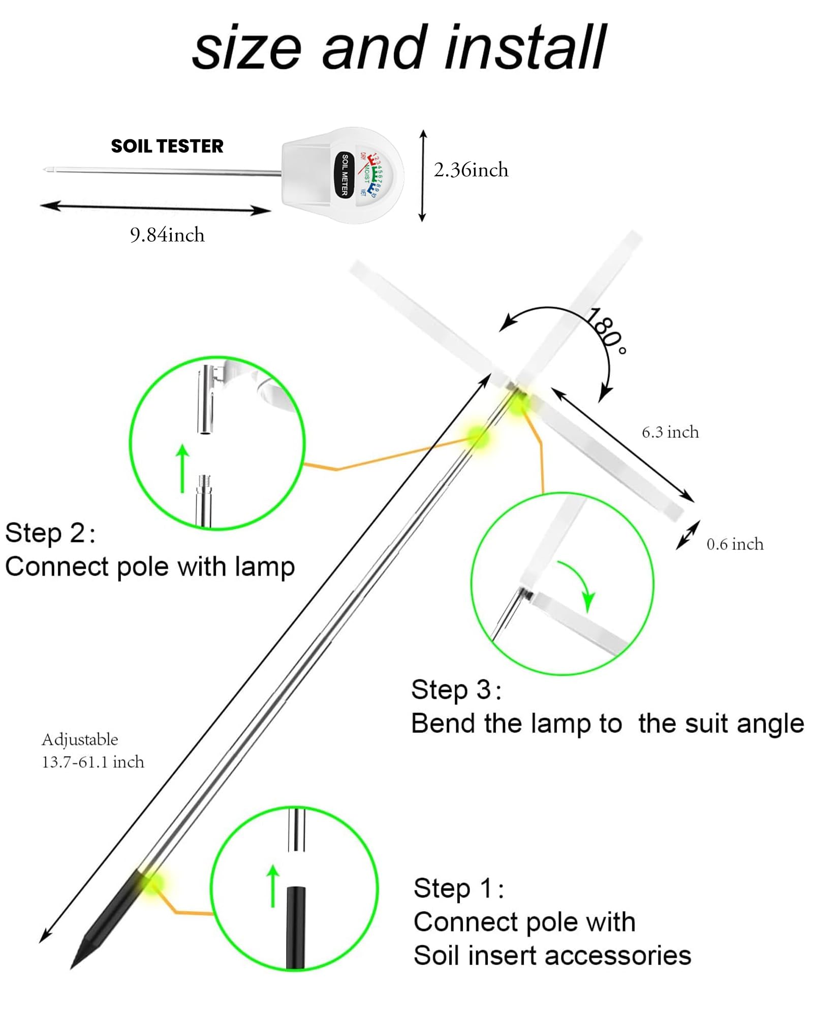 Yadoker 13ft cord offers flexible placement for larger or hanging plants.