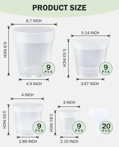 homenote 36-pack nursery pots in four sizes for versatile gardening