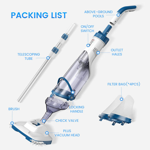 Enhulk Pool Vacuum PC15 – 13.4-Inch Head, 18.5 GPM, 60-Minute Runtime, Telescopic Pole, Cordless Cleaner for Inground & Above Ground Pools
