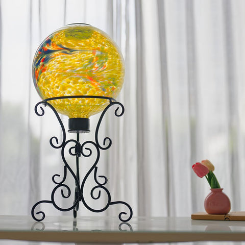 YELENEW 12-inch Black Metal Gazing Ball Stand for 10–12 inch Spheres | Indoor Outdoor Garden Display